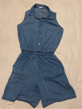 Vintage 90s Ivy Impressions Denim Romper Medium Wash Jumpsuit